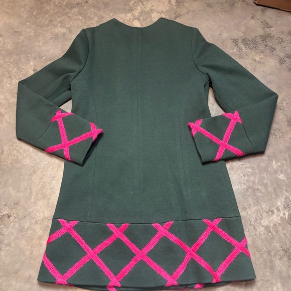 Anthropologie Elevenses Green Pink Tamarisk Lattice Coat Preppy Womens 8 - Picture 5 of 7